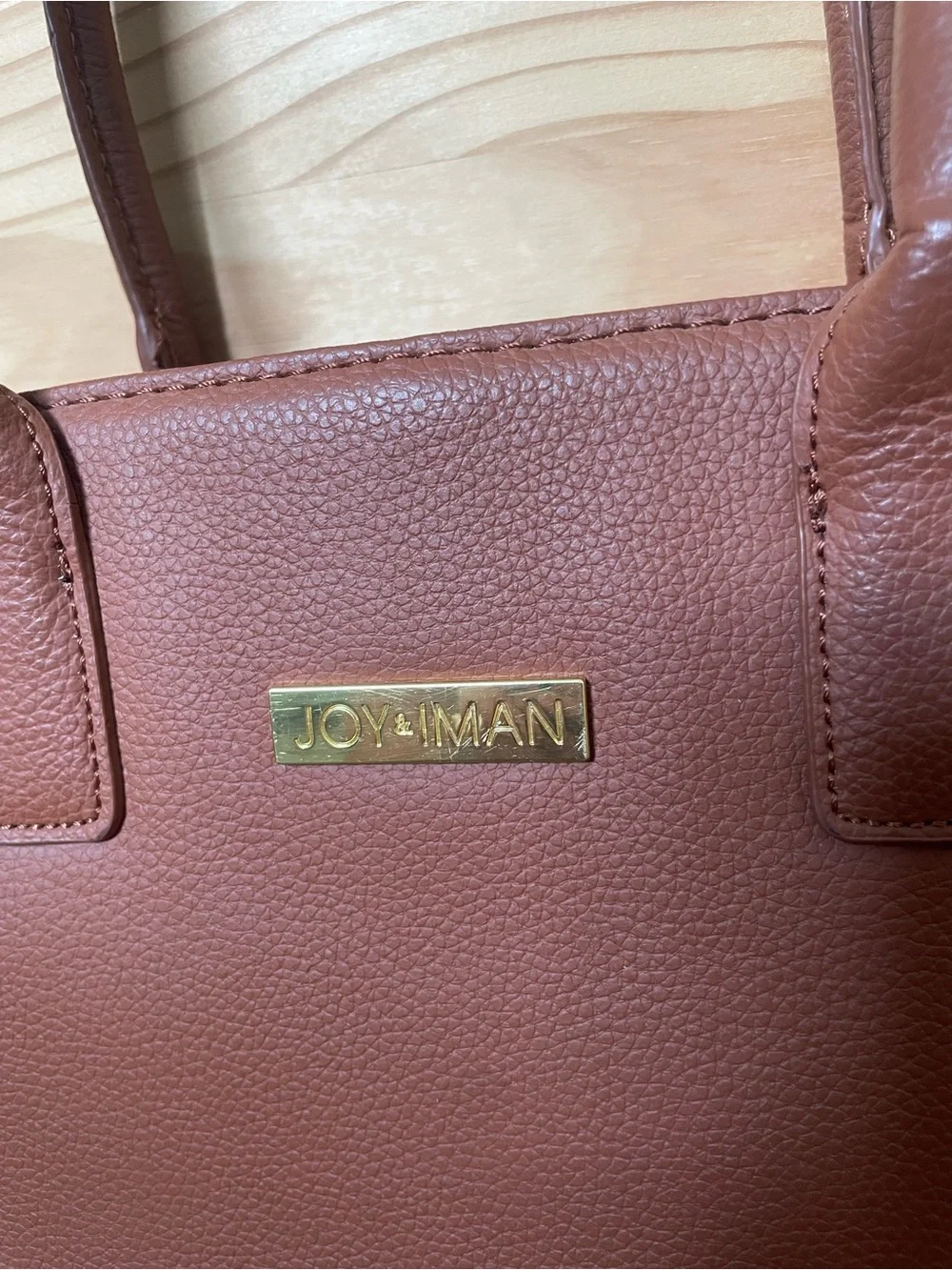JOY & IMAN Essentials Brown Leather Tote w/ Original Watch and Flashlight